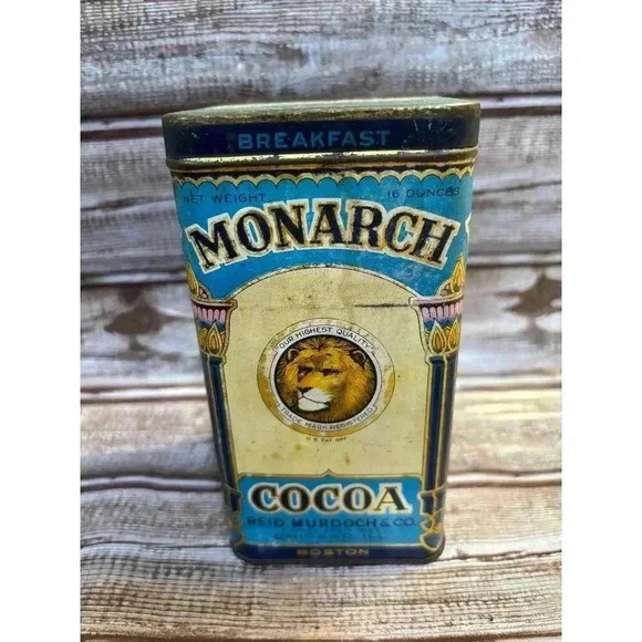 Vintage Monarch Cocoa Tin Empty LA Boston Pittsburgh New York - Picture 1 of 8